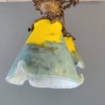 muller freres luneville Antique French Art Nouveau chandelier ceiling light with four glass shades signed Muller Freres Detail Shades
